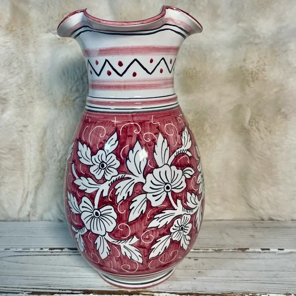 Vintage Orvieto Deruta Italy Pottery‎ Floral Jug Pitcher Vase Earthenware - Picture 11 of 11